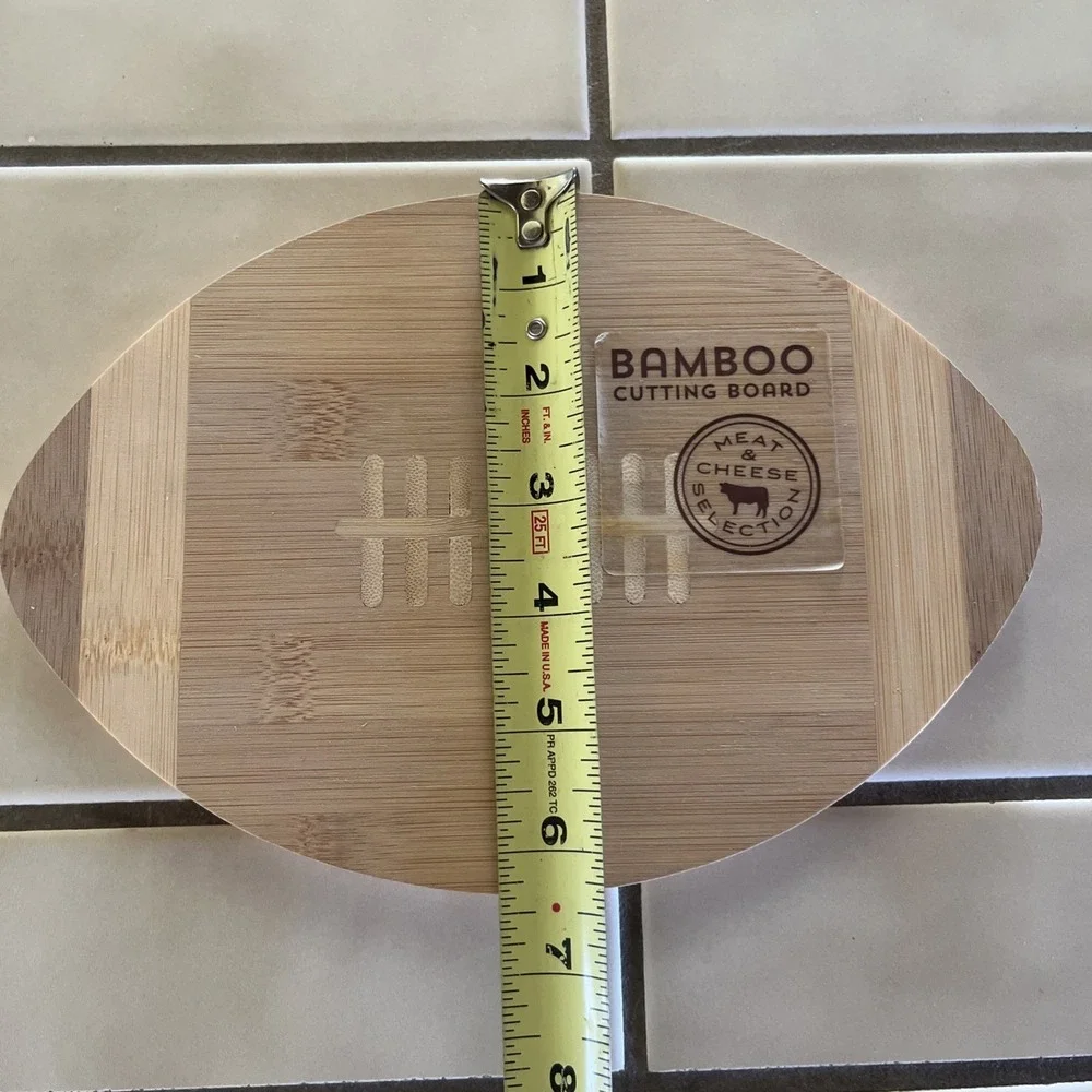 Football Shaped Charcuterie Bamboo Cutting Board Eco-Friendly 9 1/4